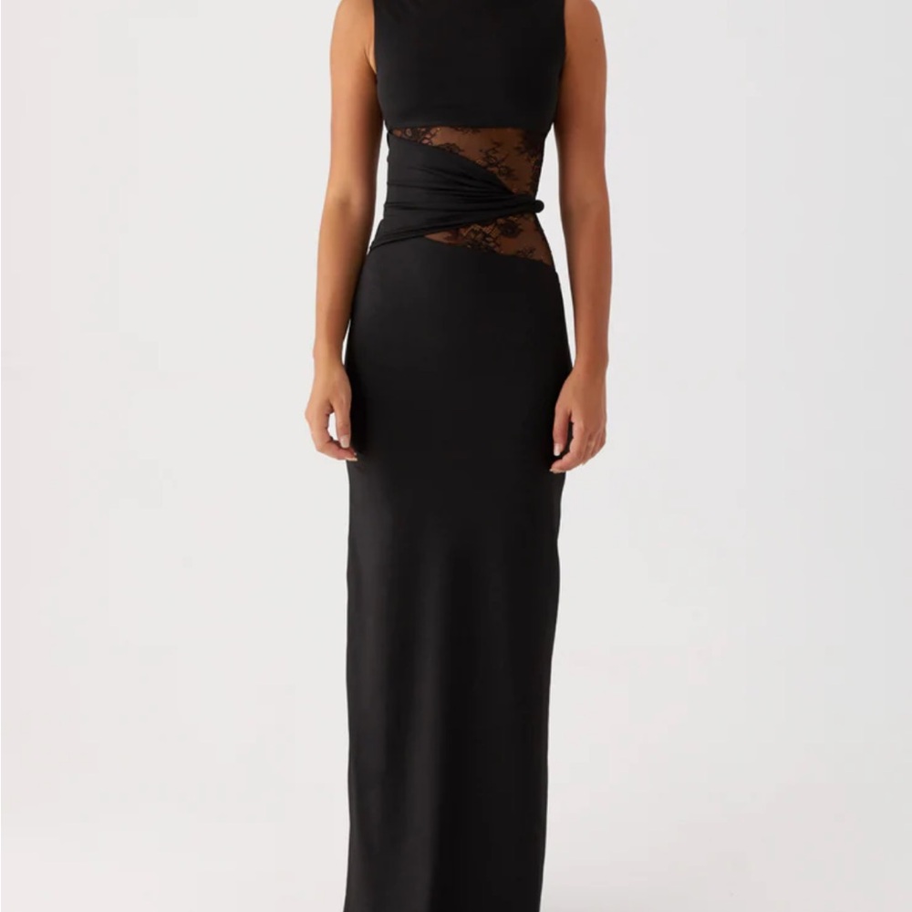 Peppermayo Karma Maxi Dress Size 4 Black Lace Dress